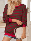 Anokhinaliza Lovelet Striped Contrast Long Sleeve Sweatshirt