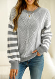 Anokhinaliza Striped Round Neck Dropped Shoulder Sweater