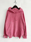 Anokhinaliza Drawstring Long Sleeve  Hooded Sweater