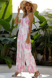 Anokhinaliza Shiny Tie-Dye Spaghetti Strap Jumpsuit with Pockets