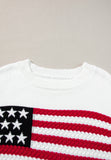 Anokhinaliza US Flag Side Slit Drop Shoulder Sweater