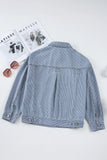 Anokhinaliza Striped Button Up Long Sleeve Denim Jacket