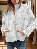 Anokhinaliza Pocketed Plaid Quilted Zip Up Winter Coat