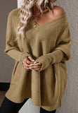 Anokhinaliza V-Neck Batwing Sleeve Sweater