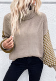 Anokhinaliza Striped & Checkered Turtleneck Dropped Shoulder Sweater