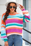 Anokhinaliza Striped Round Neck Drop Shoulder Sweater