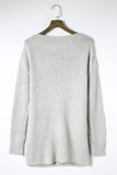 Anokhinaliza Side Slit Boat Neck Long Sleeve Sweater