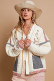 Anokhinaliza POL Embroidered Open Front Long Sleeve Jacket