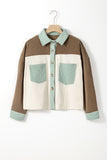 Anokhinaliza Pocketed Color Block Collared Neck Jacket