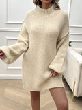 Anokhinaliza Devine Mock Neck Long Sleeve Mini Sweater Dress