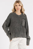 Anokhinaliza Mittoshop Distressed Hem Round Neck Dropped Shoulder Sweater