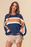 Anokhinaliza BiBi French Terry Color Block Cut Edge Detail Sweatshirt