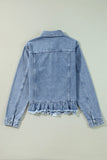 Anokhinaliza Raw Hem Long Sleeve Denim Jacket