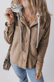 Anokhinaliza Drawstring Button Up Long Sleeve Hooded Jacket