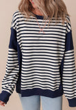 Anokhinaliza Exposed Seam Striped Long Sleeve Sweatshirt