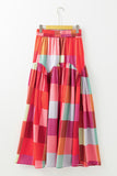 Anokhinaliza Color Block Elastic Waist Maxi Skirt