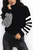 Anokhinaliza Striped & Checkered Turtleneck Dropped Shoulder Sweater