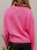 Anokhinaliza XOXO Round Neck Drop Shoulder Sweater