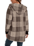 Anokhinaliza Plaid Long Sleeve Hooded Coat