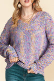 Anokhinaliza Confetti V-Neck Long Sleeve Sweater