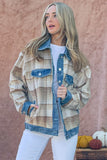 Anokhinaliza And The Why Full Size Washed Denim Detail Brushed Plaid Jacket