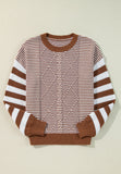 Anokhinaliza Striped Round Neck Dropped Shoulder Sweater