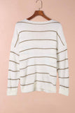 Anokhinaliza Striped V-Neck Drop Shoulder Sweater