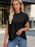 Anokhinaliza Exposed Seam Round Neck Short Sleeve Sweater