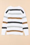 Anokhinaliza Striped Round Neck Dropped Shoulder Sweater