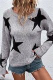 Anokhinaliza Star Round Neck Dropped Shoulder Sweater