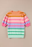 Anokhinaliza Striped Round Neck Half Sleeve Sweater