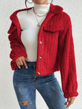 Anokhinaliza Fuzzy Button Up Collared Neck Jacket