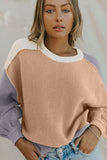 Anokhinaliza Color Block Round Neck Drop Shoulder Sweater