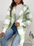 Anokhinaliza Plaid Long Sleeve Hooded Coat