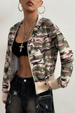 Anokhinaliza Pocketed Camouflage Zip Up Hooded Jacket