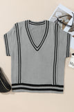 Anokhinaliza Striped Trim V-Neck Sweater Vest