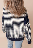 Anokhinaliza Exposed Seam Striped Long Sleeve Sweatshirt