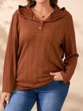 Anokhinaliza Plus Size Button Detail Long Sleeve Hoodie