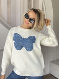 Anokhinaliza Butterfly Round Neck Long Sleeve Sweater