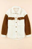 Anokhinaliza Color Block Collared Neck Sherpa Jacket