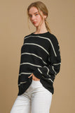 Anokhinaliza Umgee Wool Blend Striped Round Neck Sweater