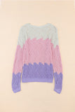 Anokhinaliza Color Block Hollow Boat Neck Sweater