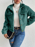 Anokhinaliza Fuzzy Button Up Collared Neck Jacket