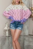 Anokhinaliza Color Block Hollow Boat Neck Sweater