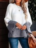 Anokhinaliza Contrast Round Neck Long Sleeve Sweater