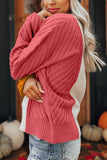 Anokhinaliza Color Block Textured Drop Shoulder Sweater