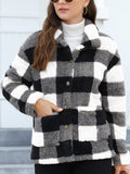 Anokhinaliza Button Up Drop Shoulder Fuzzy Jacket