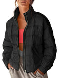 Anokhinaliza Pocketed Plaid Quilted Zip Up Winter Coat