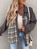 Anokhinaliza Plaid Button Up Dropped Shoulder Jacket