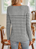 Anokhinaliza Lovelet Striped Round Neck Long Sleeve T-Shirt